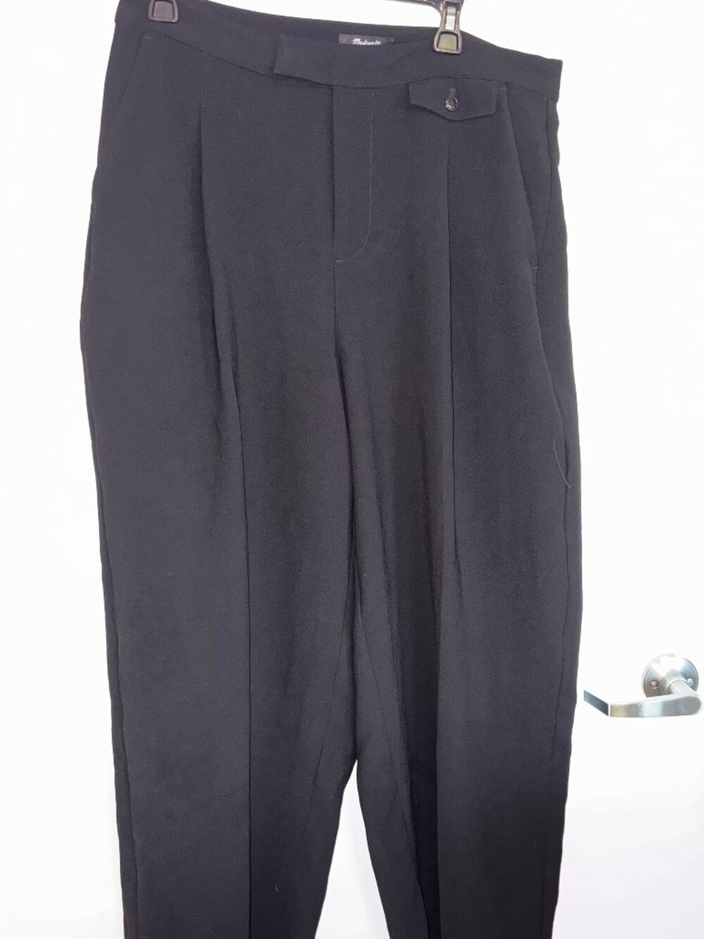 Petite Black High-Waisted Pleated Trousers w/ Wide Leg